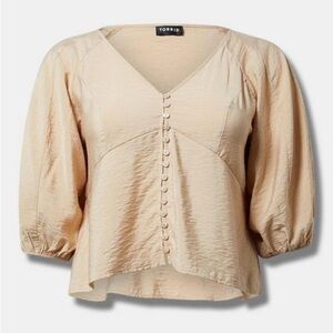 TORRID Button Front V-Neck Crop Blouse SIZE 1X (b4)